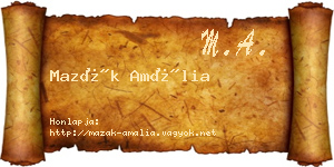 Mazák Amália névjegykártya